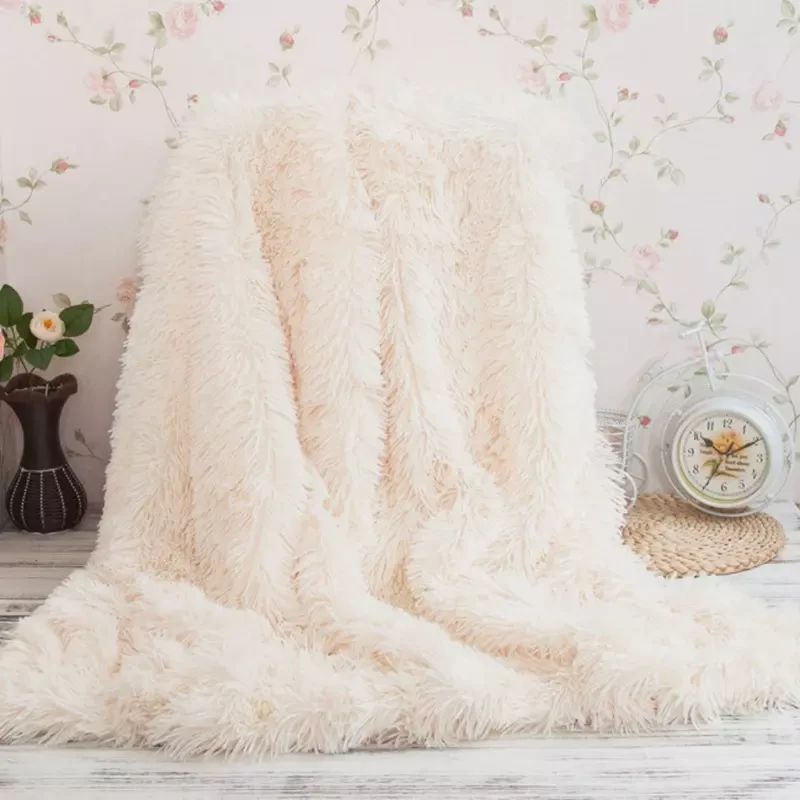 witte fluffy teddy deken groot