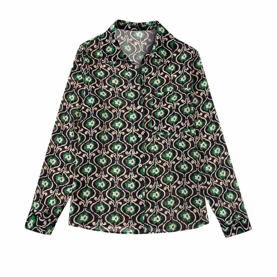 Solution Online Shops – Dames blouse met patroon – groen