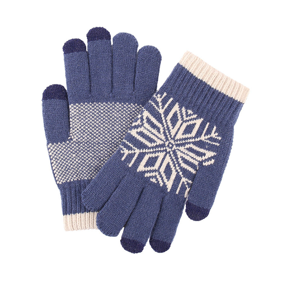 Solution Online Shops – Kleding en Accessoires – handschoenen – Gebreide handschoenen met patroon – blauw