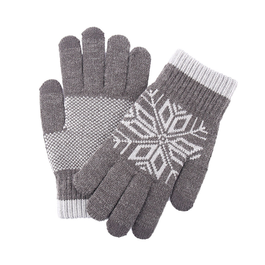 Solution Online Shops – Kleding en Accessoires – handschoenen – Gebreide handschoenen met patroon – grijs