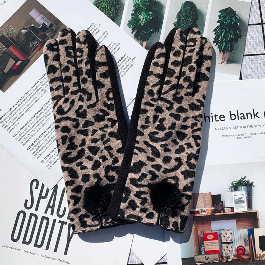 Solution Online Shops – Kleding en accessoires – handschoenen – dames handschoenen met luipaardprint – bruin
