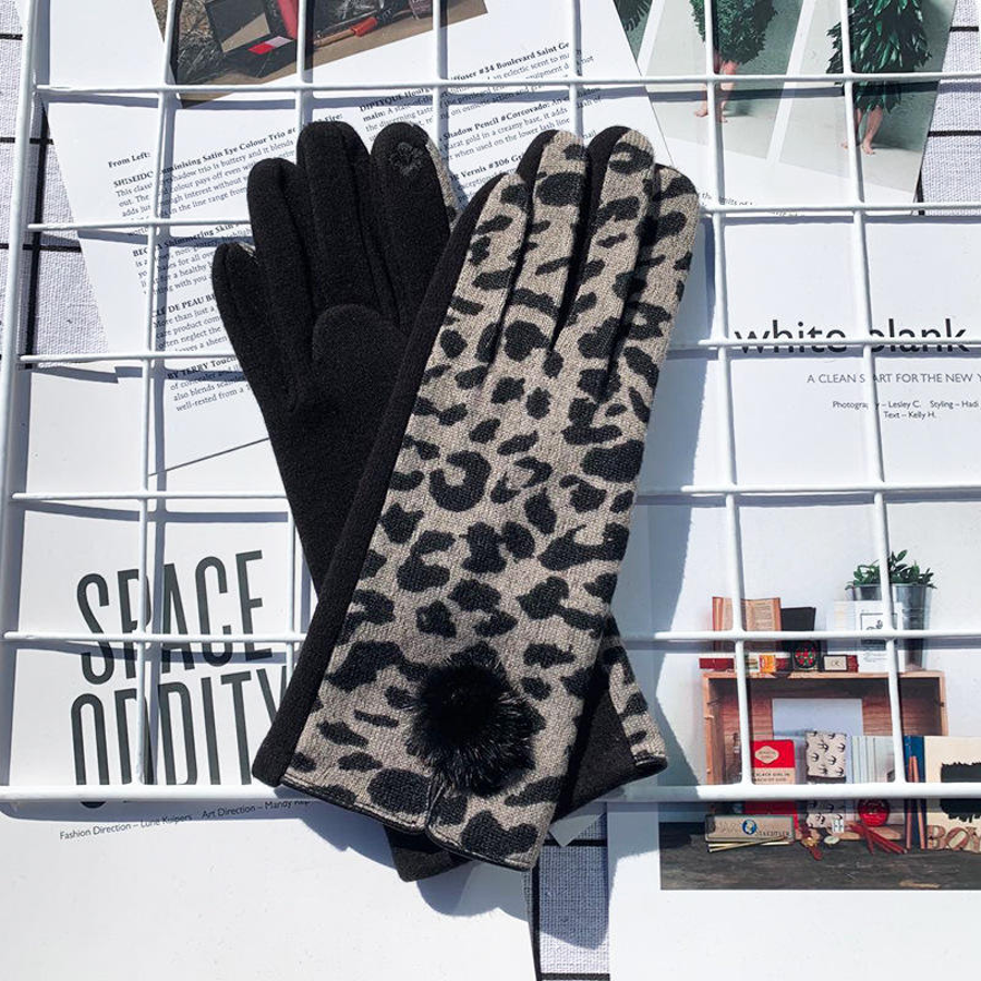 Solution Online Shops – Kleding en accessoires – handschoenen – dames handschoenen met luipaardprint – taupe