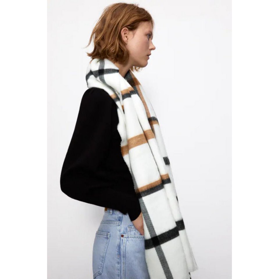 Solution Online Shops – Kleding en accessoires – sjaals – dames sjaal – creme geblokt – sfeer