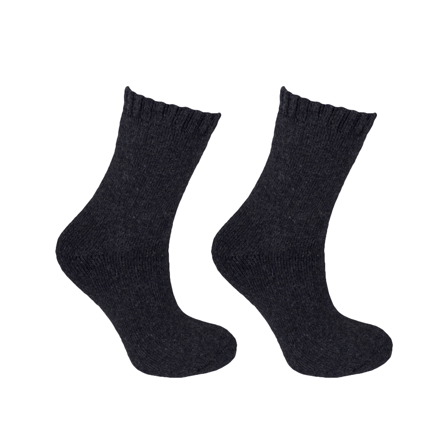 Solution Online Shops -Wollen-sokken-dames-effen-wol-warme-sokken-one-size-donker grijs