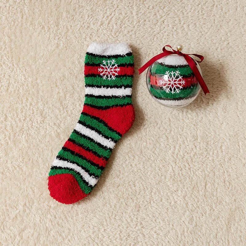 Solution Online Shops – dames sokken in kerstbal – rood groen