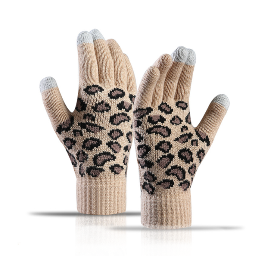 Solution Online Shops – kleding en accessoires – handschoenen – dames handschoenen met luipaard print – beige