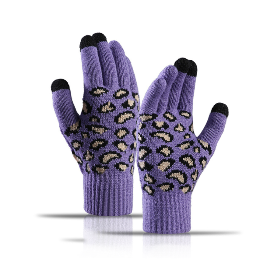 Solution Online Shops – kleding en accessoires – handschoenen – dames handschoenen met luipaard print – paars
