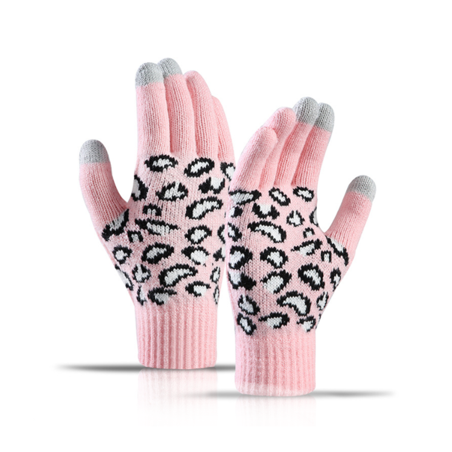 Solution Online Shops – kleding en accessoires – handschoenen – dames handschoenen met luipaard print – roze
