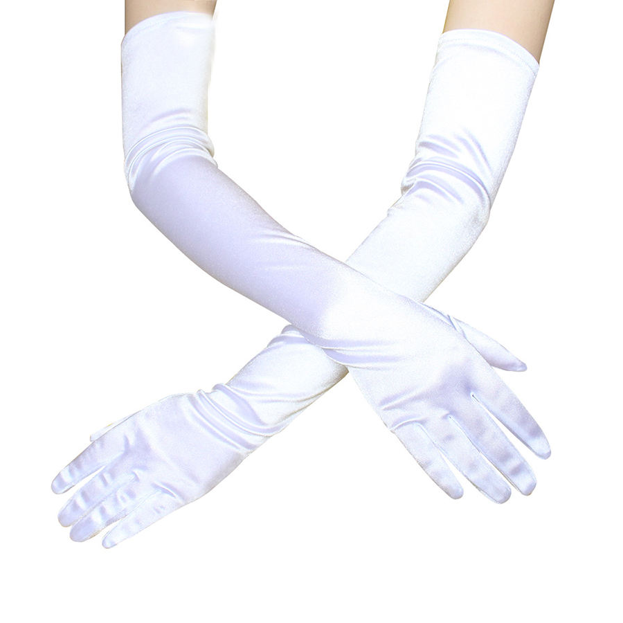 Solution Online Shops – kleding en accessoires – handschoenen – satijnen dames handschoenen – wit