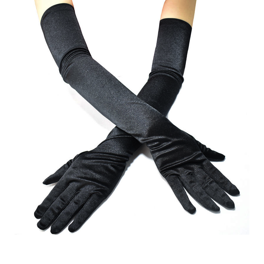 Solution Online Shops – kleding en accessoires – handschoenen – satijnen dames handschoenen – zwart