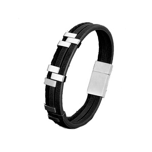 Solution Online Shops – sieraden – armbanden – leren armband Roger – zwart