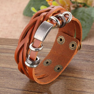 Solution Online Shops – sieraden – armbanden – leren armband hook – bruin