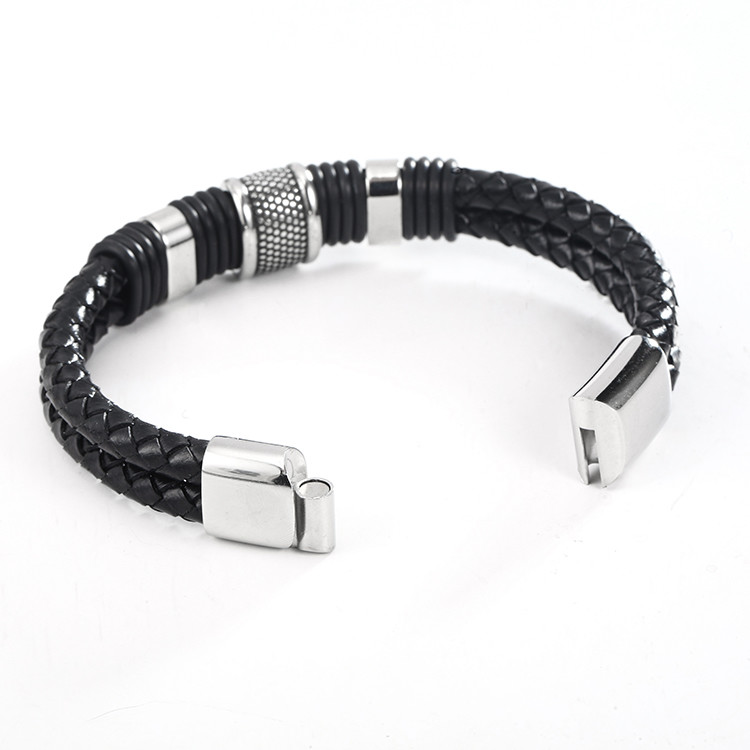Solution Online Shops – sieraden – armbanden – leren armband robbert – zwart – sluiting