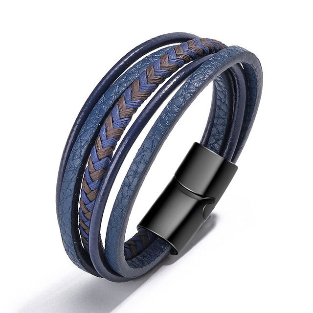 Solution Online Shops – sieraden – armbanden – leren armband spruce – blauw
