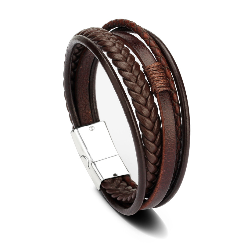 Solution Online Shops – sieraden – armbanden – leren armband spruce – bruin zilver
