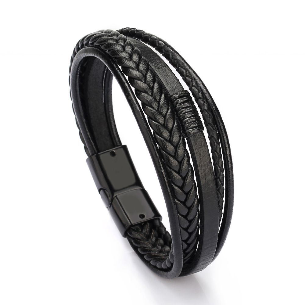 Solution Online Shops – sieraden – armbanden – leren armband spruce – zwart zwart