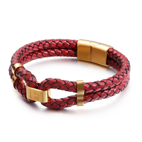 Solution Online Shops – sieraden – armbanden – rood leren armband salmon