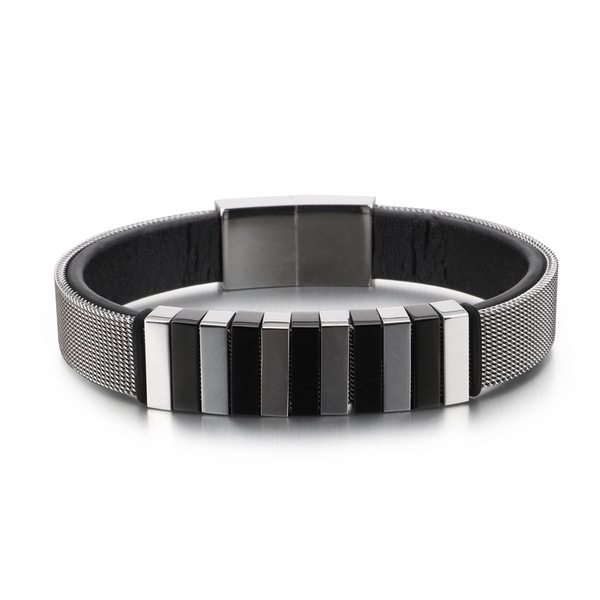 Solution Online Shops – sieraden – armbanden – stainless steel armband – leren binnenkant – zilver