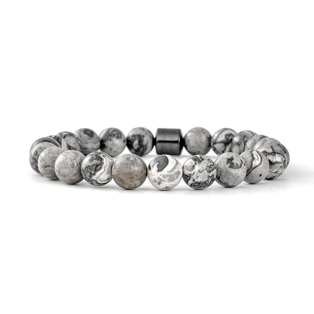 Solution Online Shops – sieraden – armbanden – tibetaanse kralen armband – grijs wit