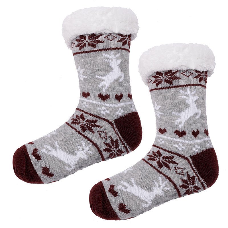 Solution Online Shops – sokken – kerst sokken met teddy voering – grijs