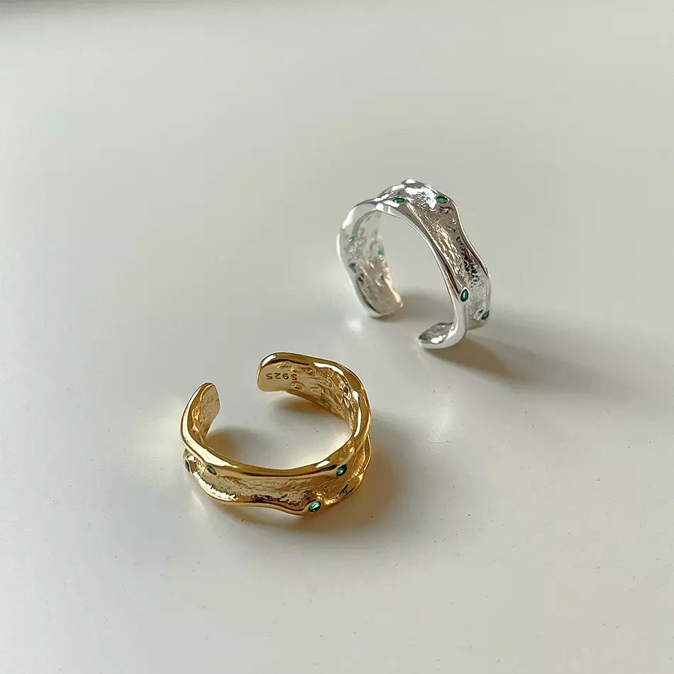 goud en zilverkleurige ring met steentjes voor dames