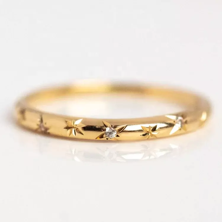 goudkleurige 925 sterling zilveren ring