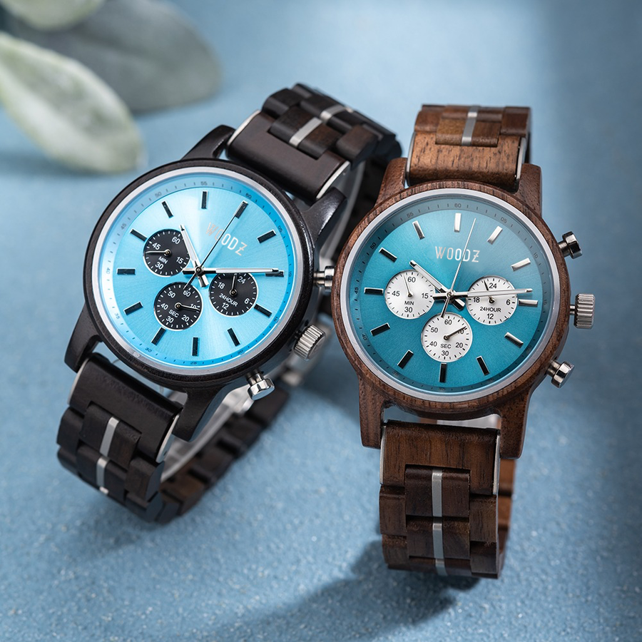 Houten horloge | unisex | blauw | RVS | Woodzstyle®